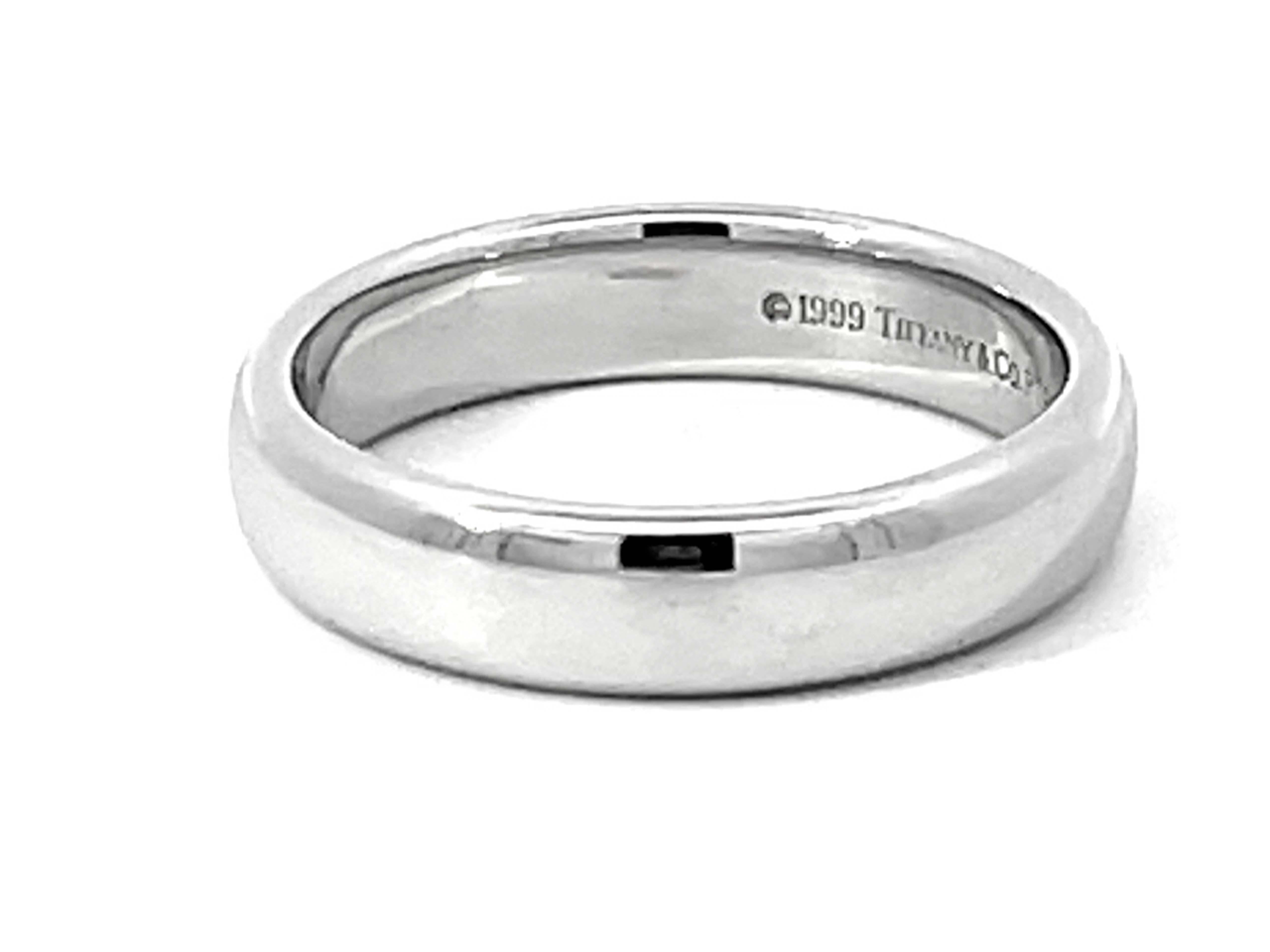 1999 Tiffany & Co. Forever Wedding Band Ring Platinum 4.5 mm Wide For Sale 1