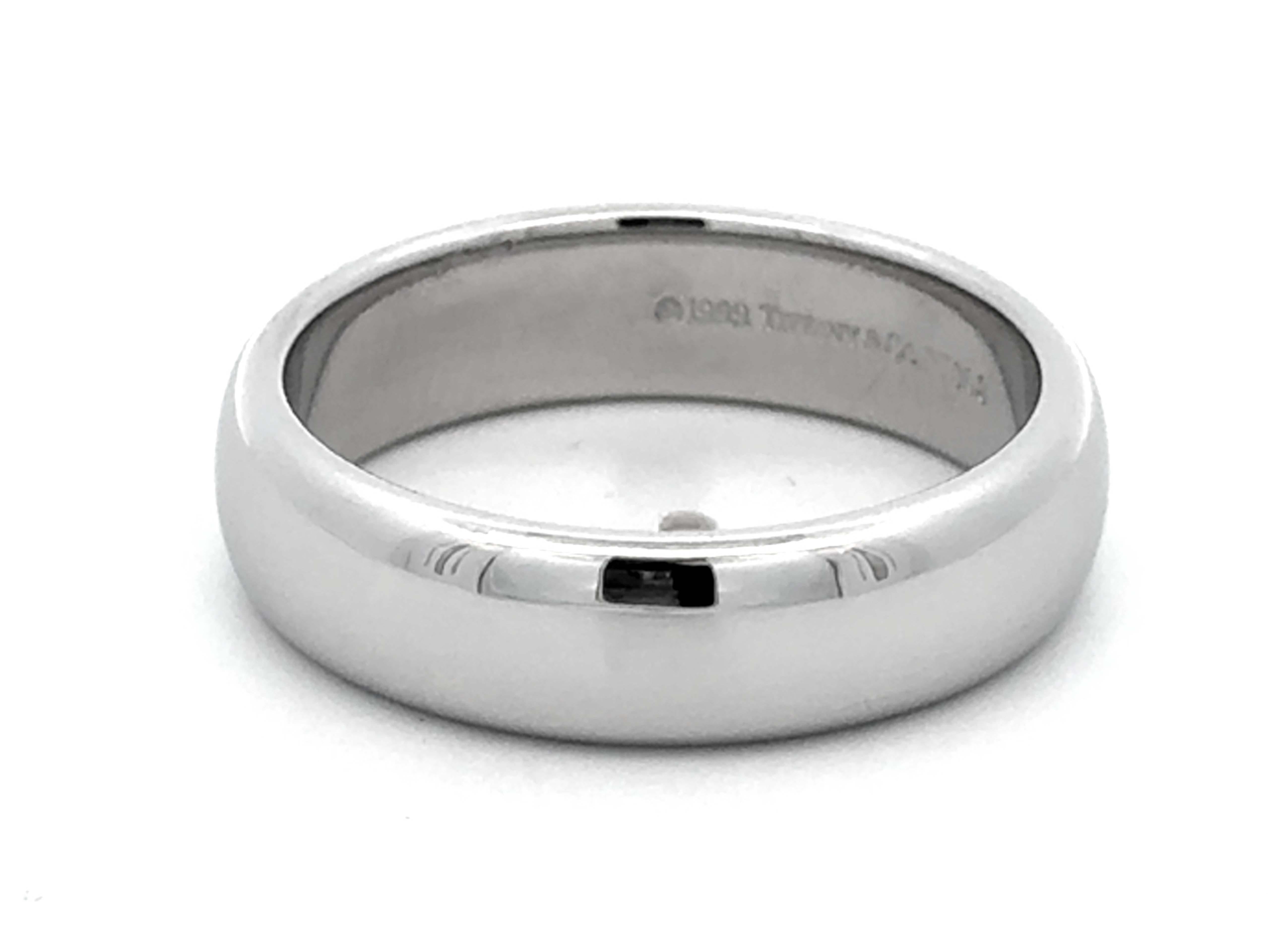 1999 Tiffany & Co. Forever Wedding Band Ring Platinum 6 mm, size 9.75 In Excellent Condition For Sale In Honolulu, HI