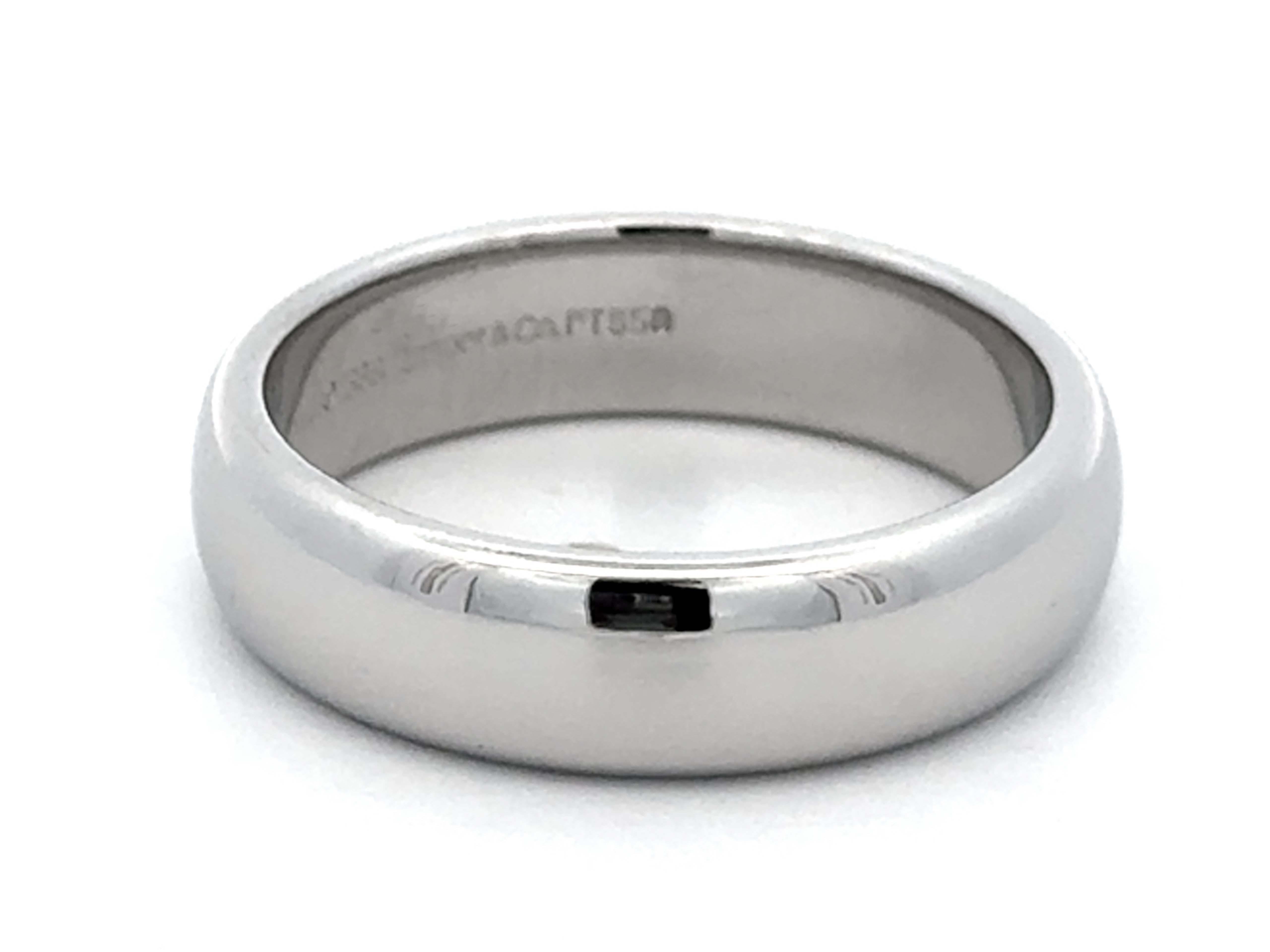 1999 Tiffany & Co. Forever Wedding Band Ring Platinum 6 mm, size 9.75 For Sale 1