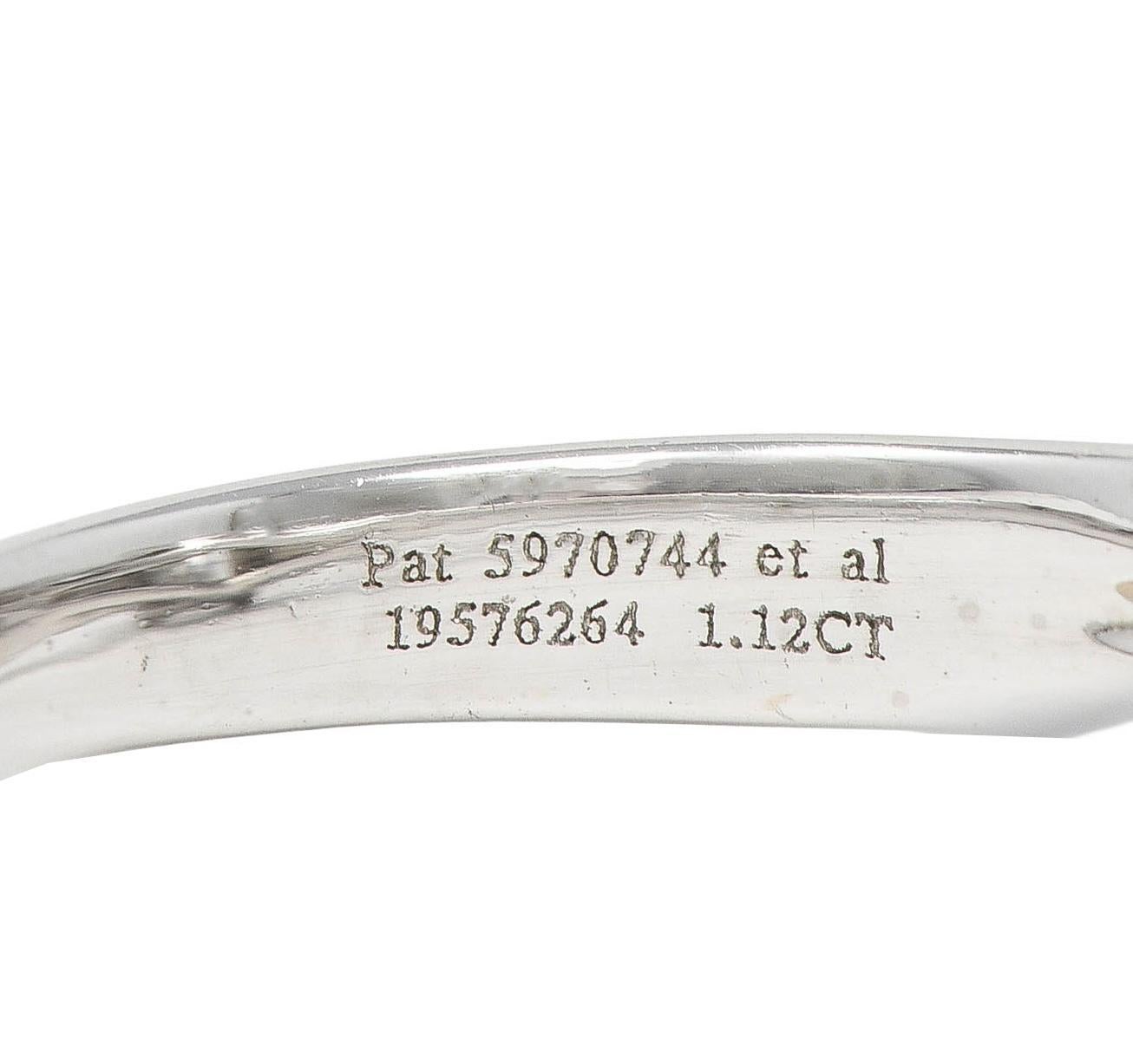 1999 Tiffany & Co. Lucida 1.12 CTW Diamond Platinum Vintage Engagement Ring For Sale 5