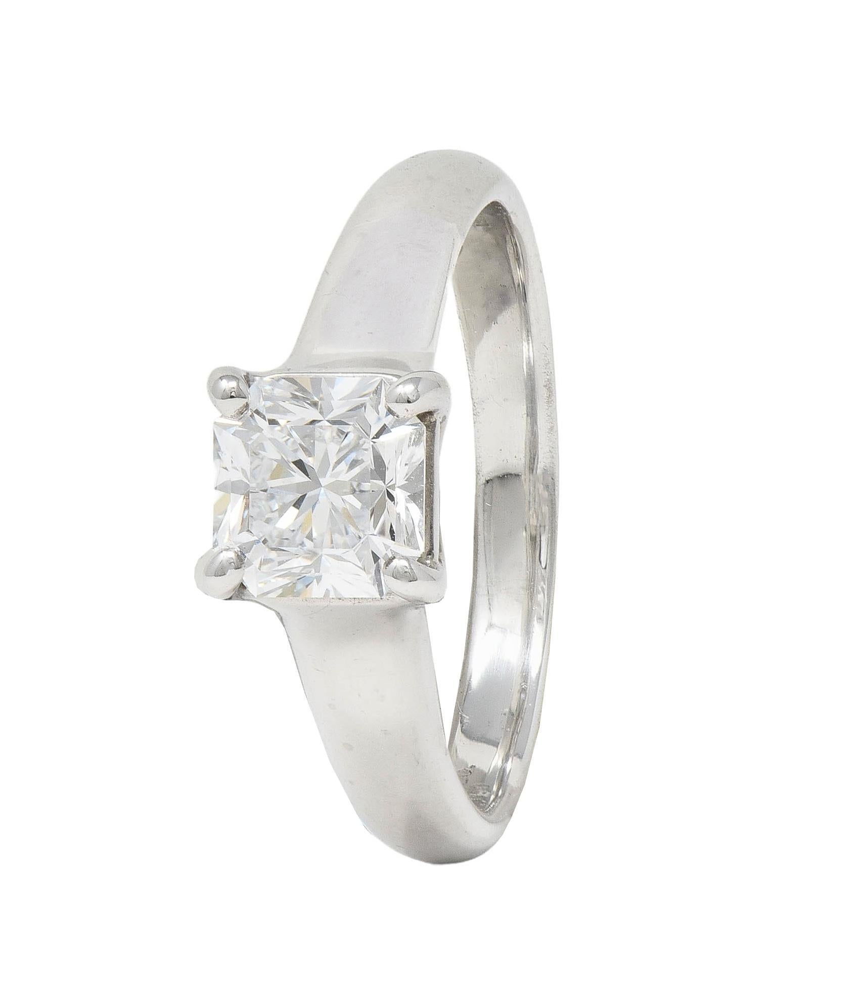 1999 Tiffany & Co. Lucida 1.12 CTW Diamond Platinum Vintage Engagement Ring For Sale 6