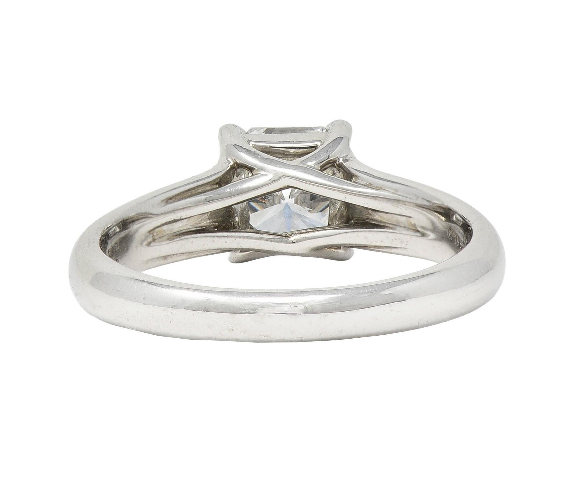 1999 Tiffany & Co. Lucida 1.12 CTW Diamond Platinum Vintage Engagement Ring For Sale 1
