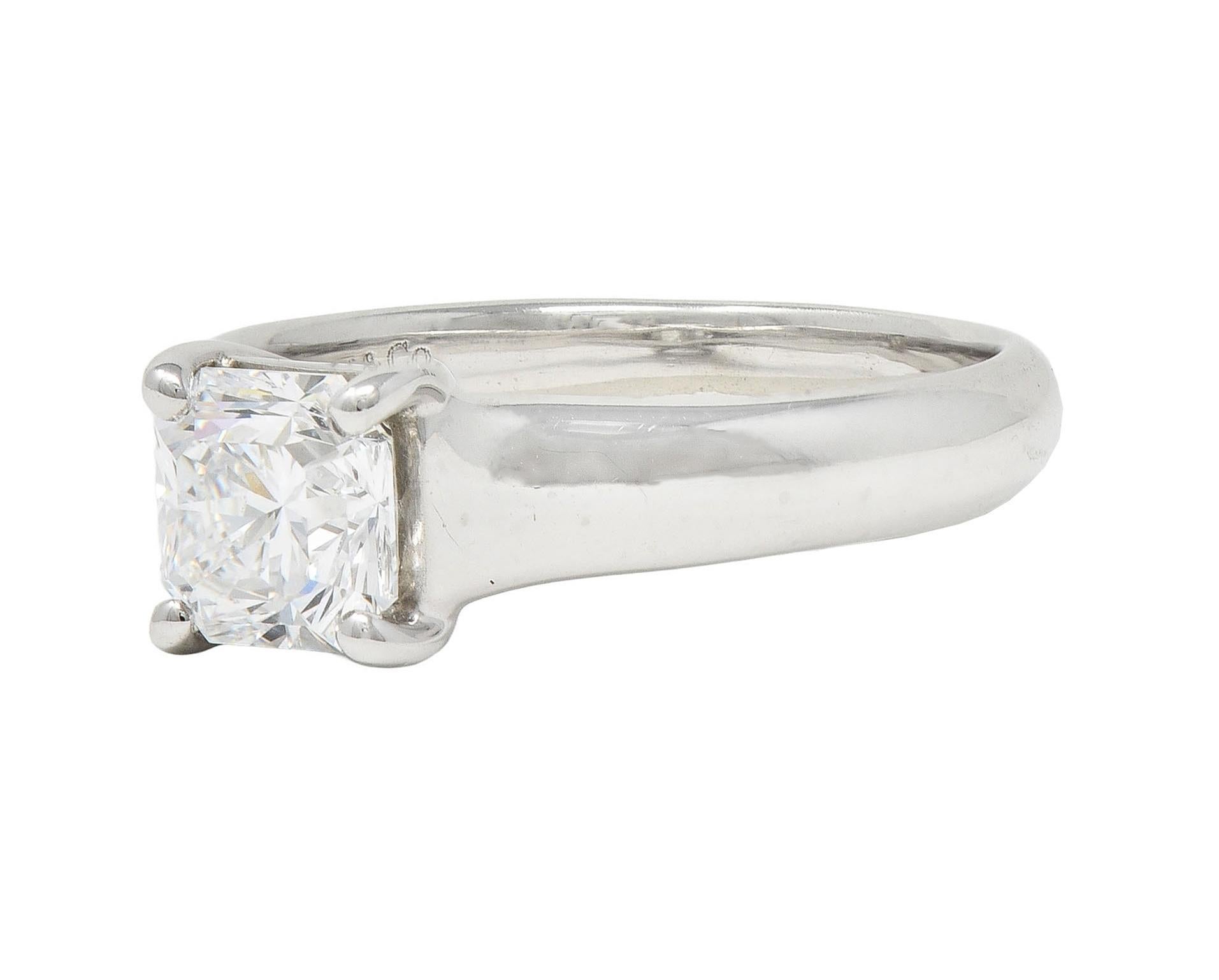 1999 Tiffany & Co. Lucida 1.12 CTW Diamond Platinum Vintage Engagement Ring For Sale 3