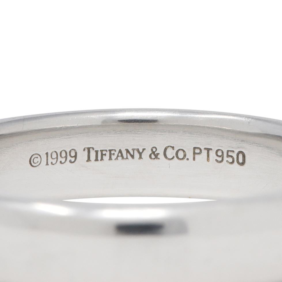 1999 Tiffany & Co. Platinum 4.5MM Vintage Unisex Wedding Band Stackable Ring In Excellent Condition For Sale In Philadelphia, PA