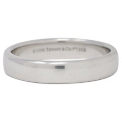 1999 Tiffany & Co. Platinum 4.5MM Retro Unisex Wedding Band Stackable Ring