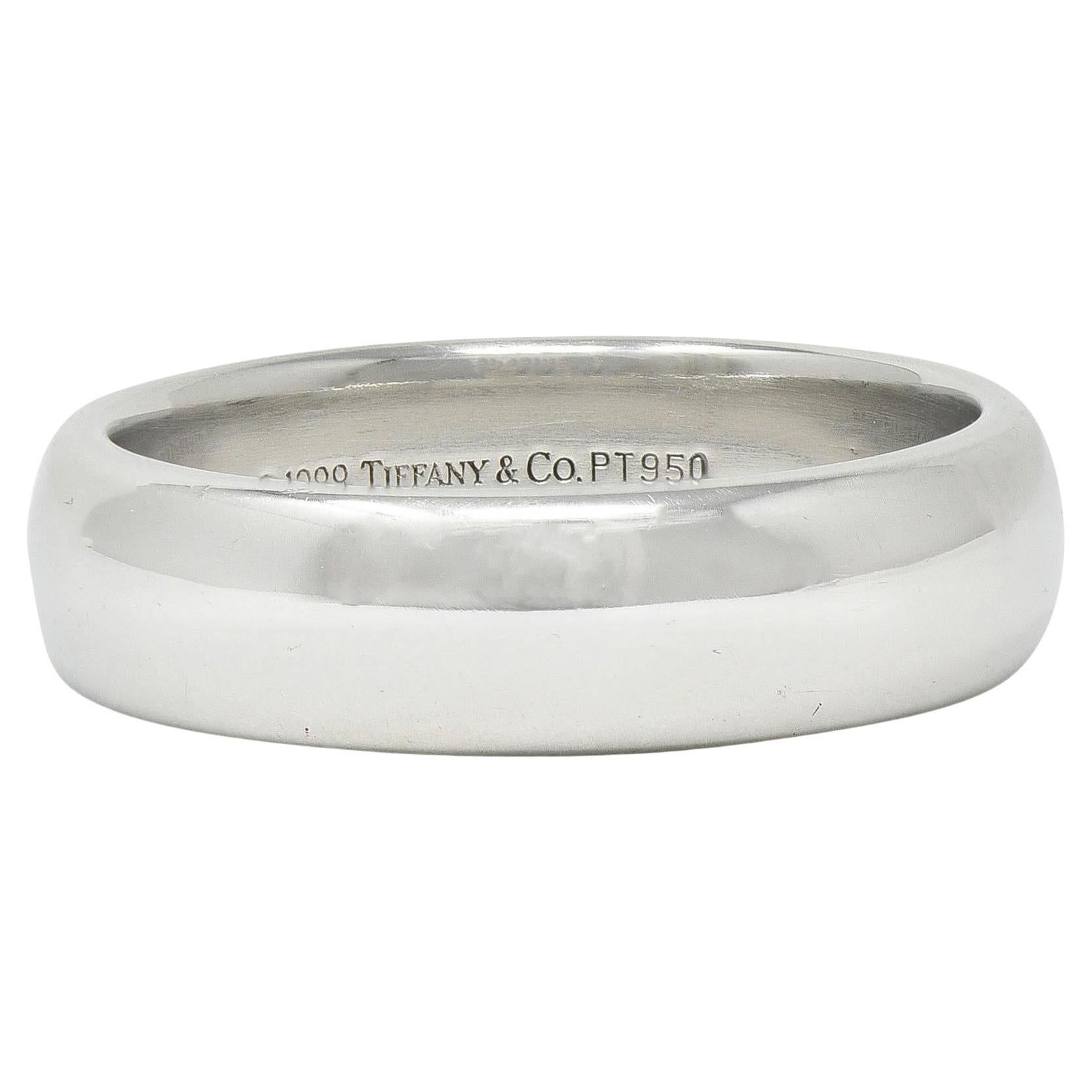 1999 Tiffany & Co. Platinum 6.0 MM Vintage Men's Wedding Band Ring For Sale