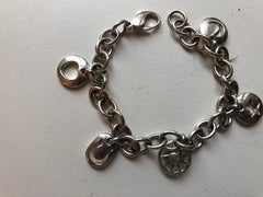 1999 Tiffany & Co Silver Heart Sun Star Moon Horseshoe Charm Bracelet