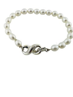 1999 Tiffany & Co Sterling Silver Infinity Figure 8 Pearl Bracelet #15425