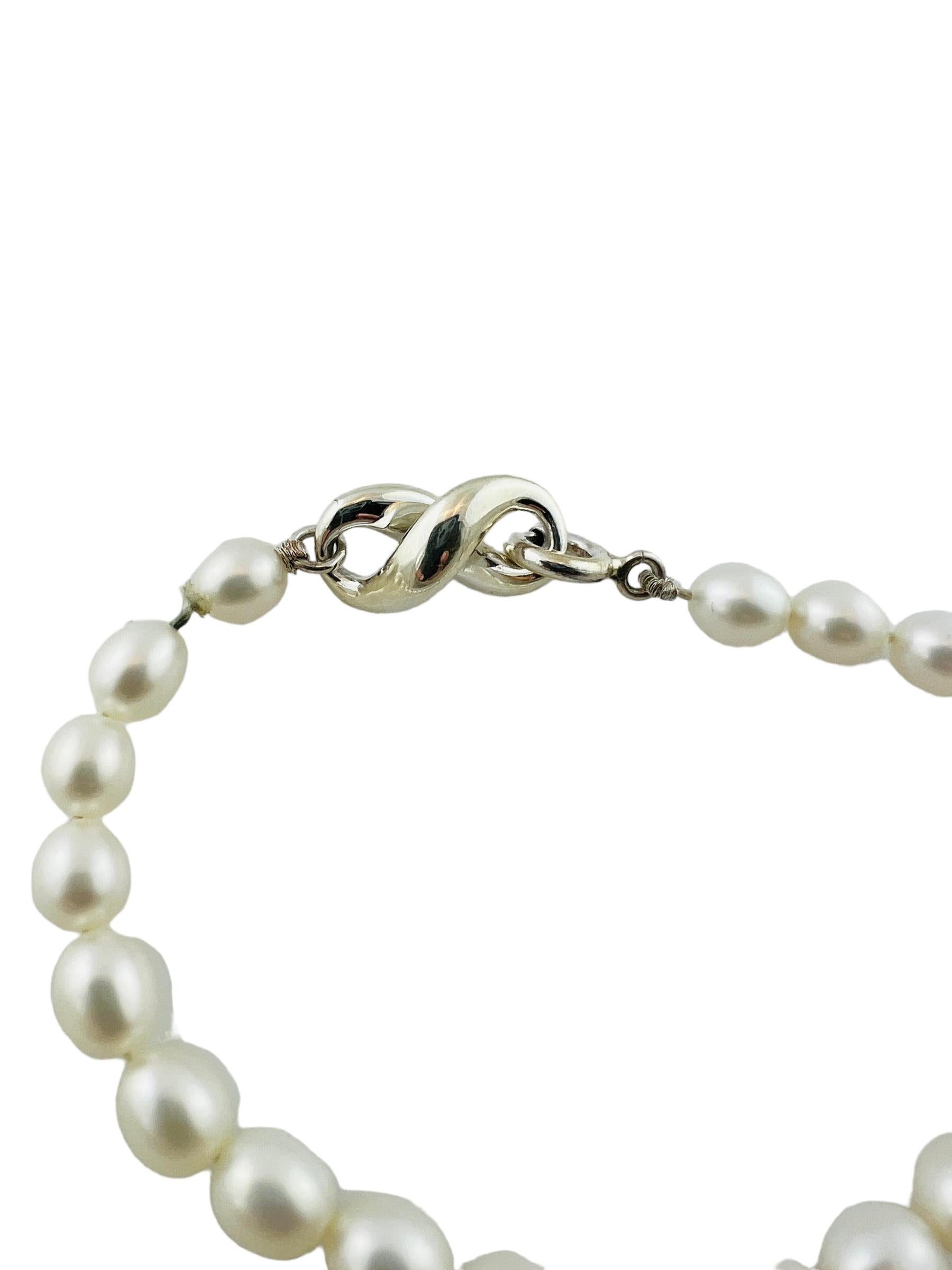 Bead 1999 Tiffany & Co Sterling Silver Infinity Figure 8 Pearl Bracelet #15425