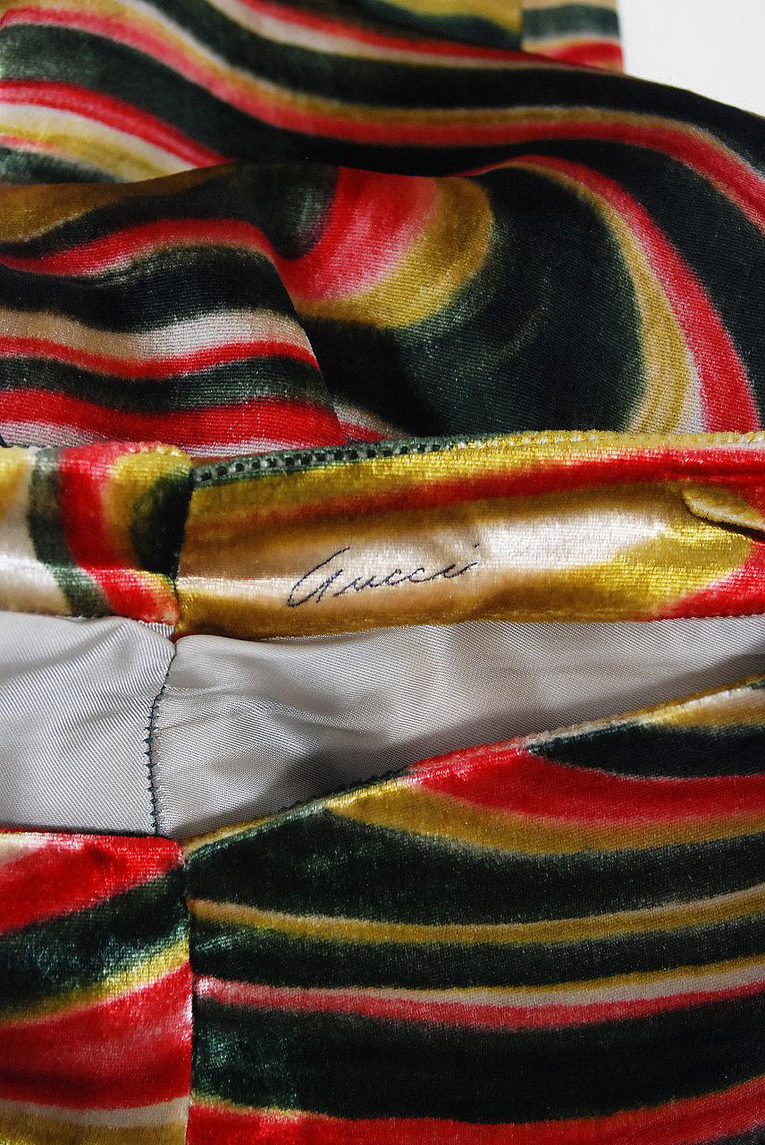 Black 1999 Tom Ford for Gucci Psychedelic Swirl Print Silk-Velvet Bell Bottom Pants