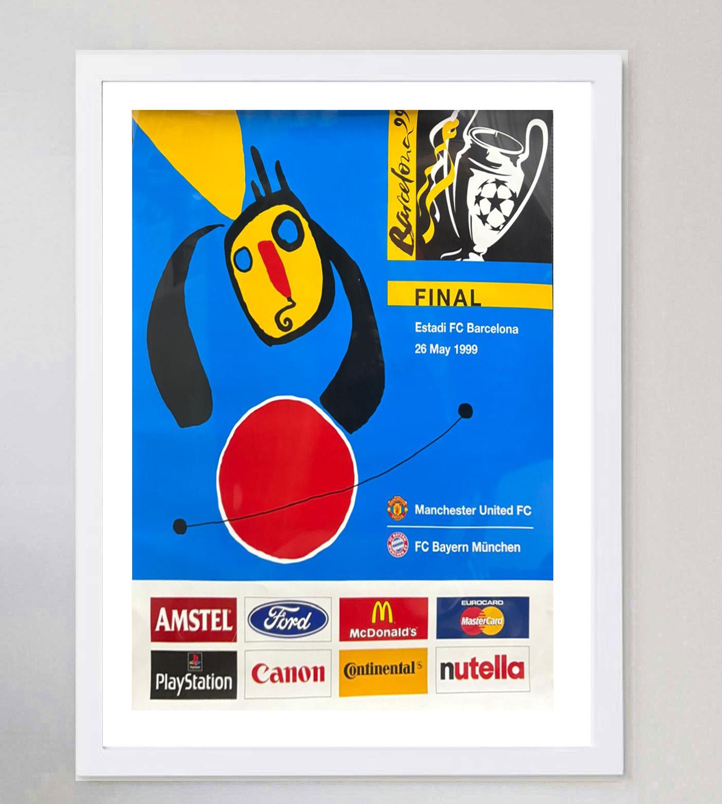 1999 UEFA-Champions-League-Finale Original-Vintage-Poster im Zustand „Gut“ im Angebot in Winchester, GB