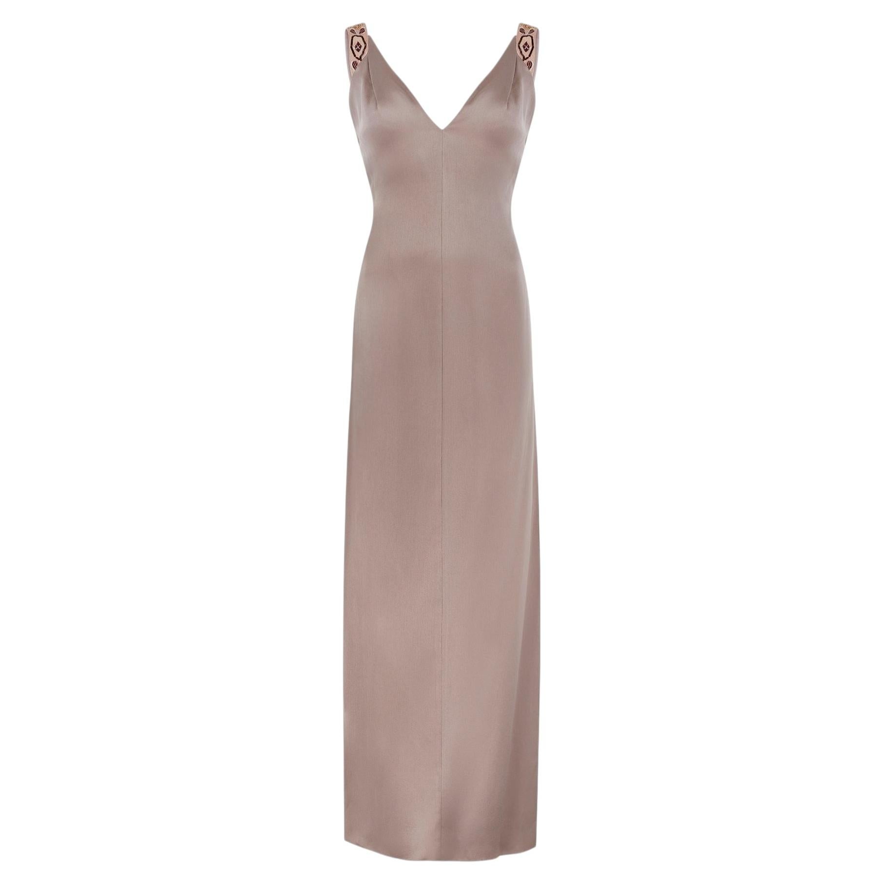 1999 Valentino Laufsteg Dunkelrosa Slip-Kleid mit verzierten Trägern