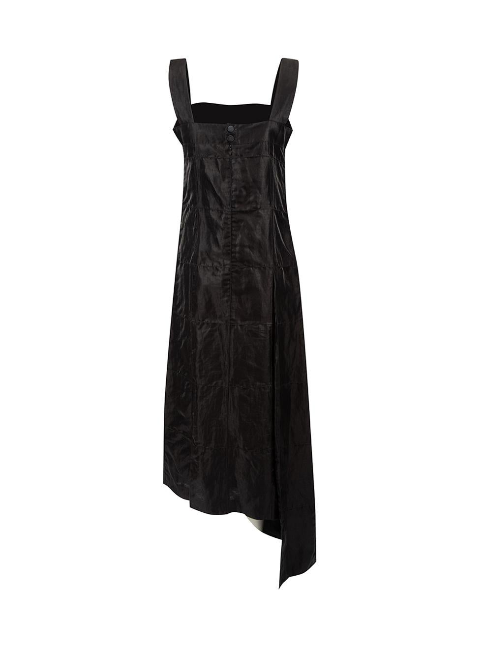 1999 Vintage Black Silk Panel Detail Dress Size M In Good Condition In London, GB