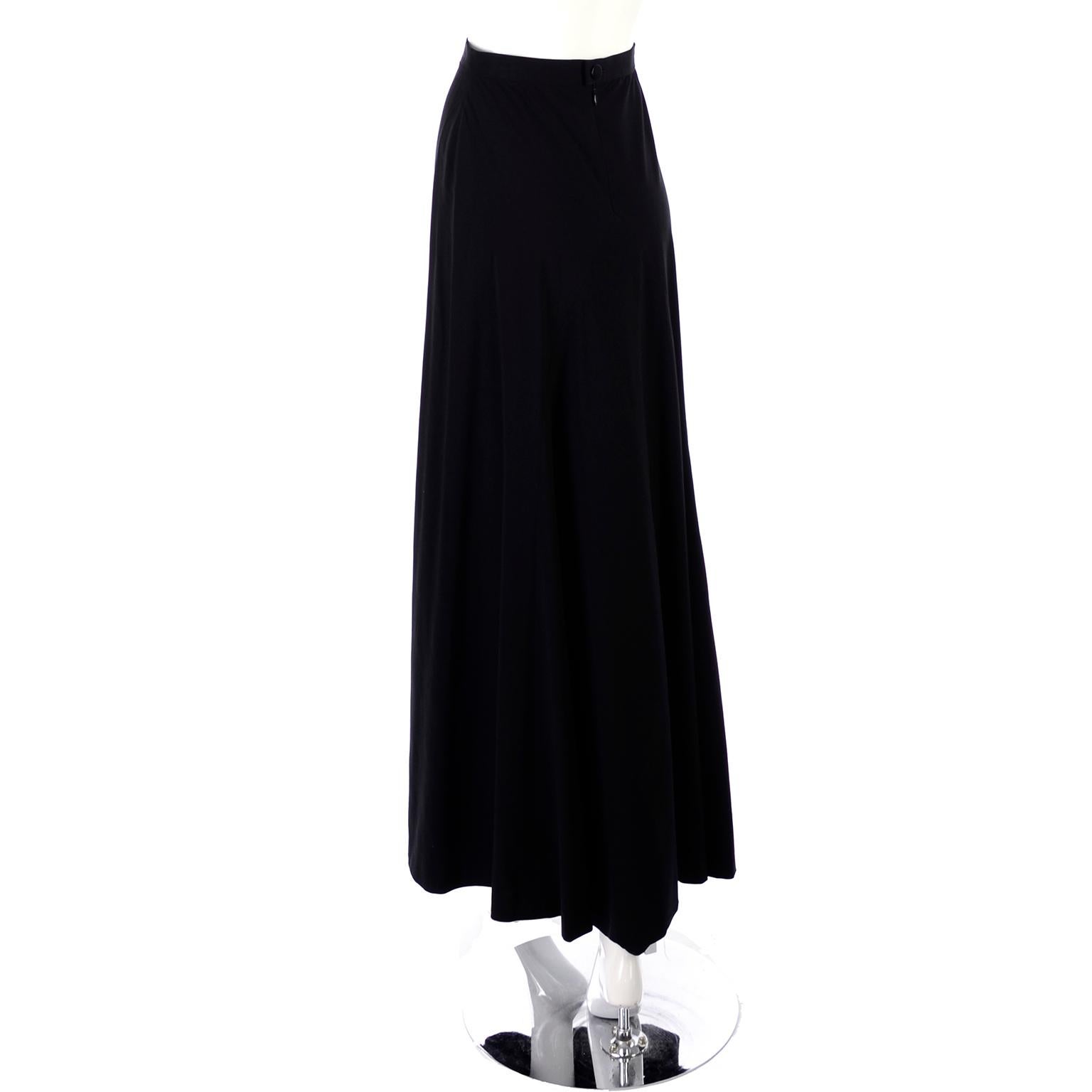 1999 Vintage Chanel Boutique Black Long Full Length Skirt Size 36 In Excellent Condition For Sale In Portland, OR