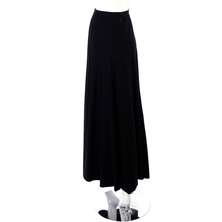 1999 Vintage Chanel Boutique Black Long Full Length Skirt Size 36 For Sale 2