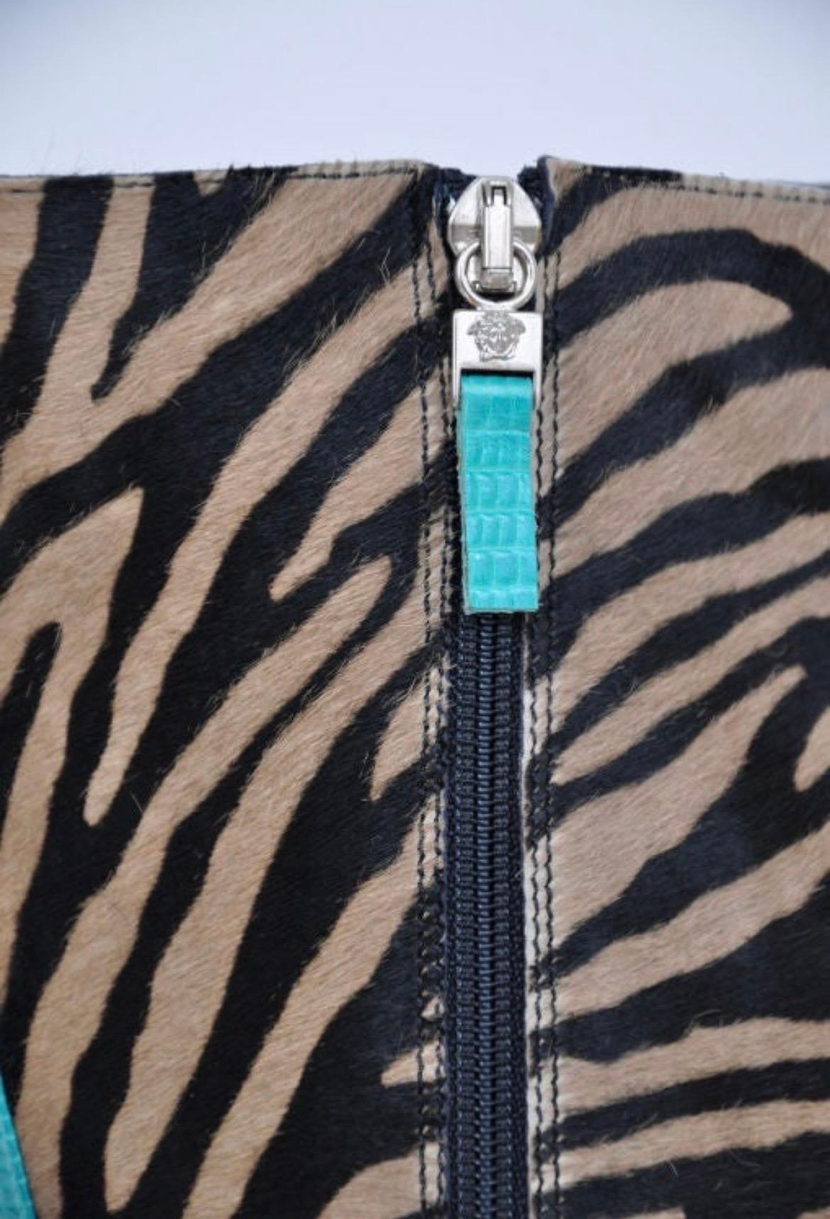 1999 Vintage Gianni Versace Runway Animal Print Fur and Lizard Boots 36.5 NWT en vente 5