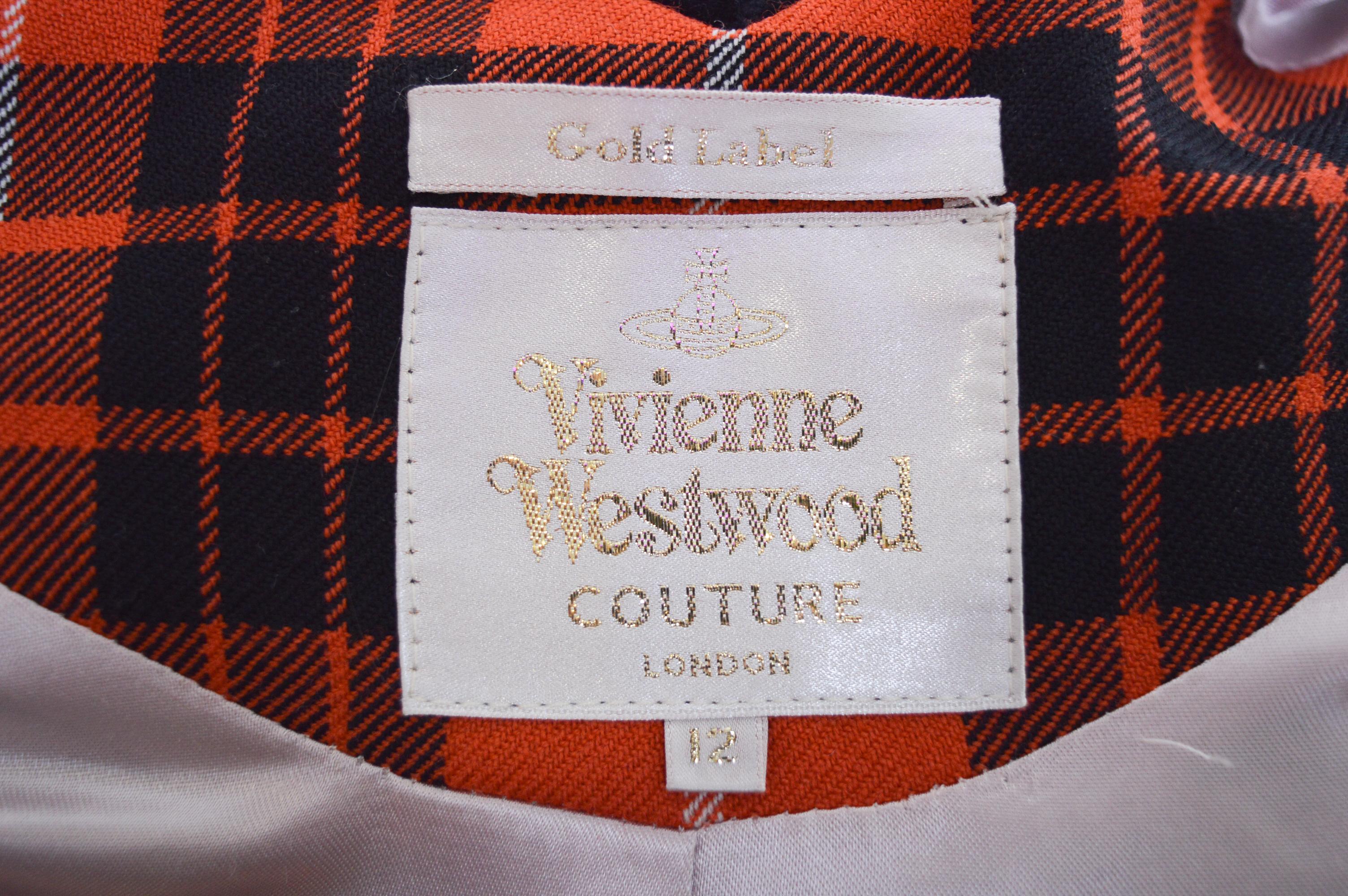 1999 Vivienne Westwood Couture Runway Wool Tartan Jacket & Skirt Suit For Sale 6
