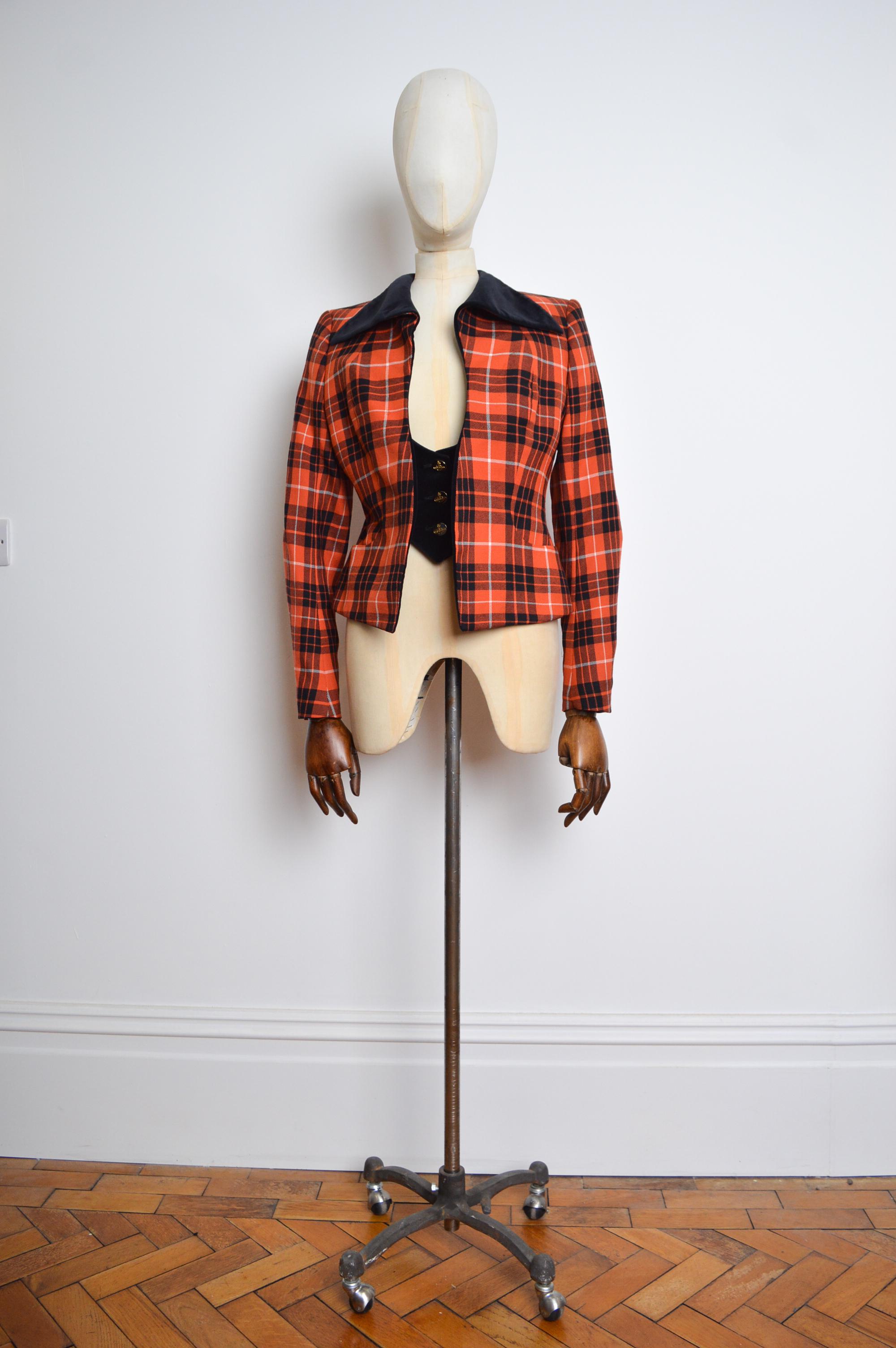 1999 Vivienne Westwood Couture Runway Wool Tartan Jacket & Skirt Suit For Sale 9