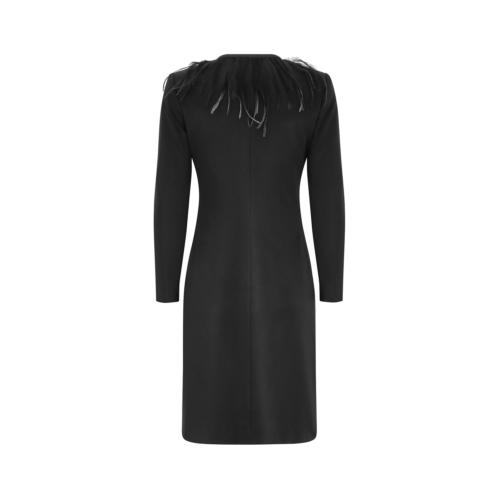 Women's 1999 Yves Saint Laurent Black Feather Wrap Dress For Sale