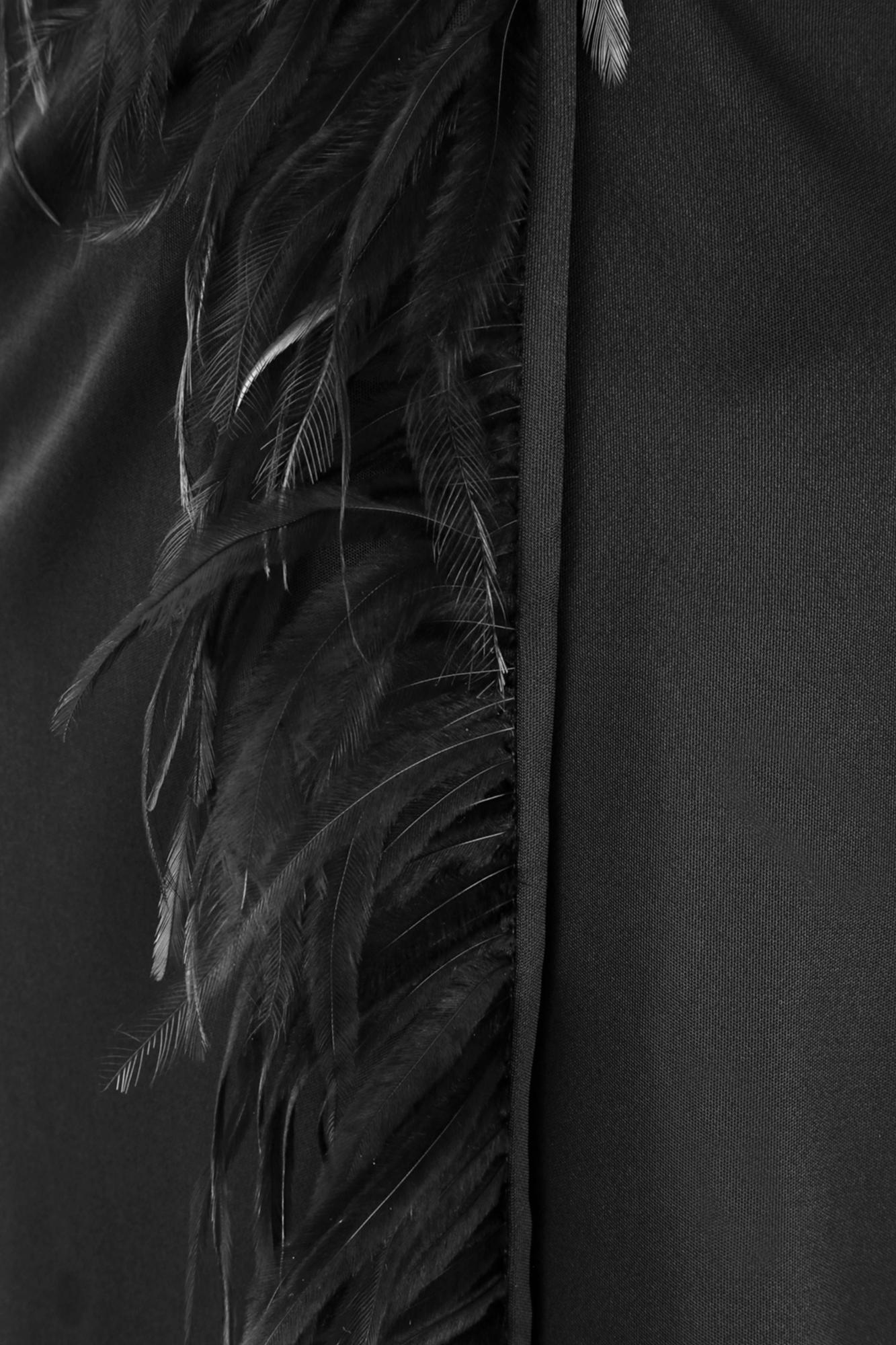 1999 Yves Saint Laurent Black Feather Wrap Dress For Sale 1