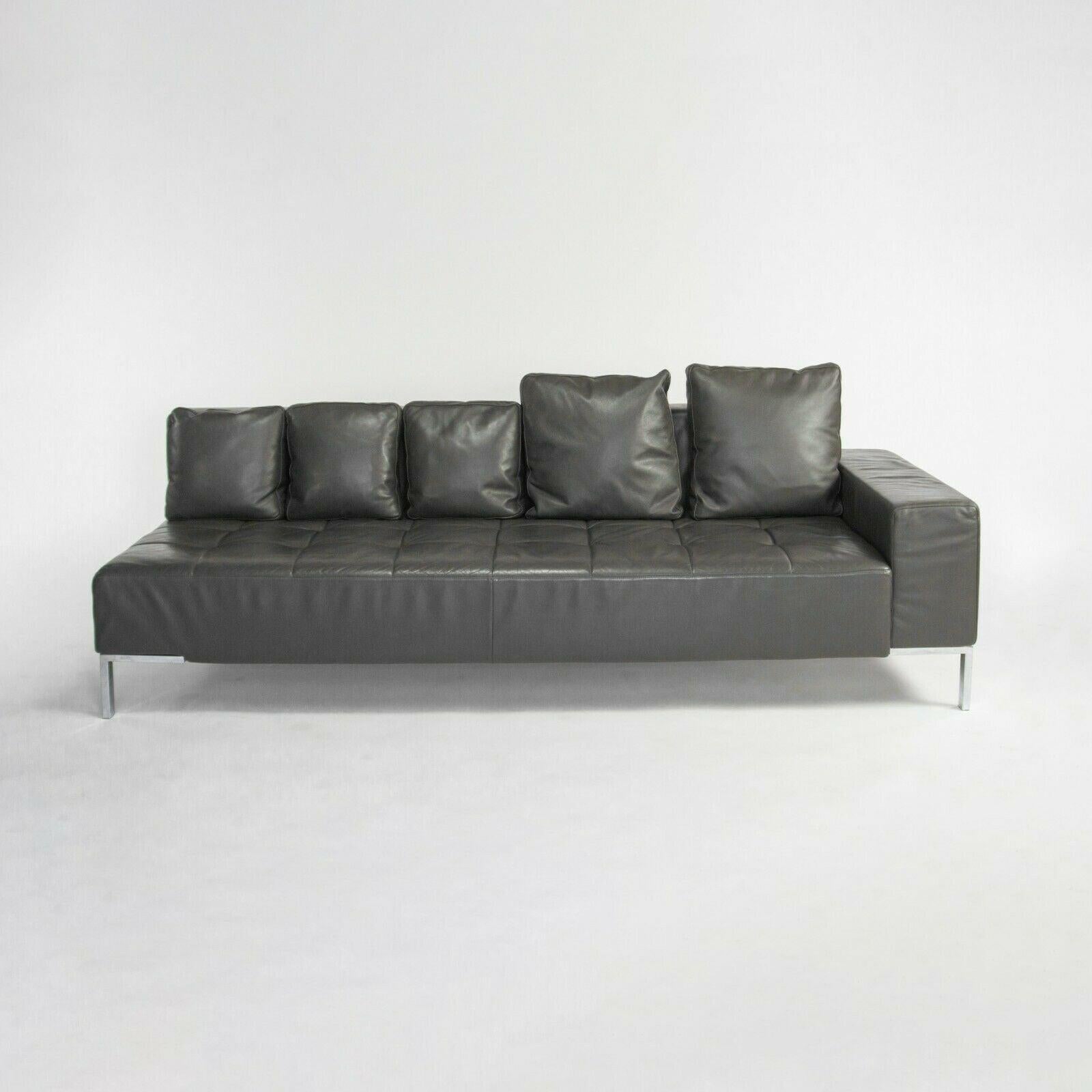 Modern 1999 Zanotta Alfa Grey Leather Sectional Modular Sofa by Emaf Progetti 2x Avail For Sale
