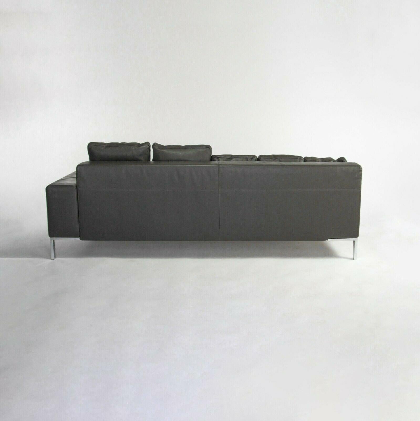 Italian 1999 Zanotta Alfa Grey Leather Sectional Modular Sofa by Emaf Progetti 2x Avail For Sale