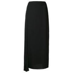 1999s Chanel Black Silk Long Skirt