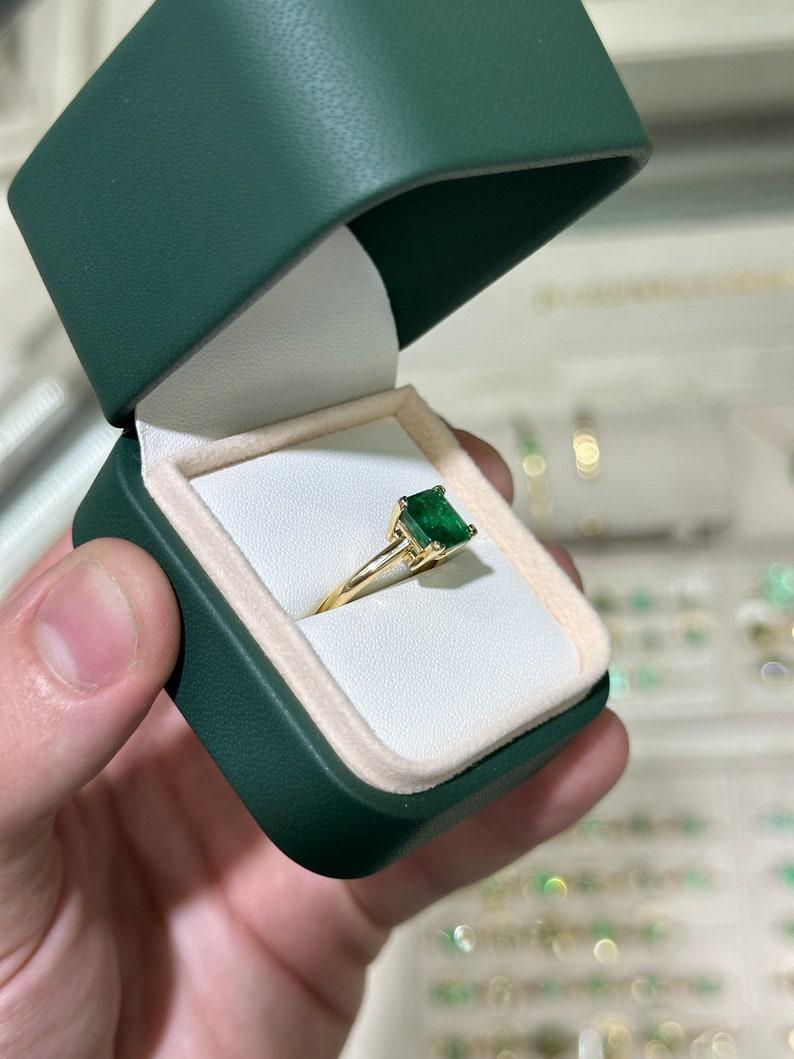 1.99ct 14K Asscher Cut Emerald Solitaire Ring - Dark Green V-Prong Set 585 Gold In New Condition For Sale In Jupiter, FL