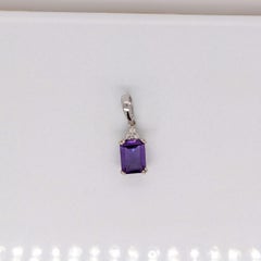 2ct Classic Amethyst Pendant w Earth Mined Diamonds in Solid 14K Gold EM 8x6mm
