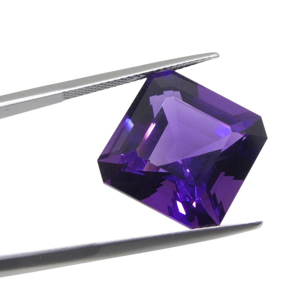 19.9ct Square Purple Amethyst from Uruguay For Sale 3