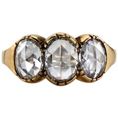 1.99 Carat GIA Certified Rose Cut Diamonds Set in an 18 Karat Yellow Gold Ring
