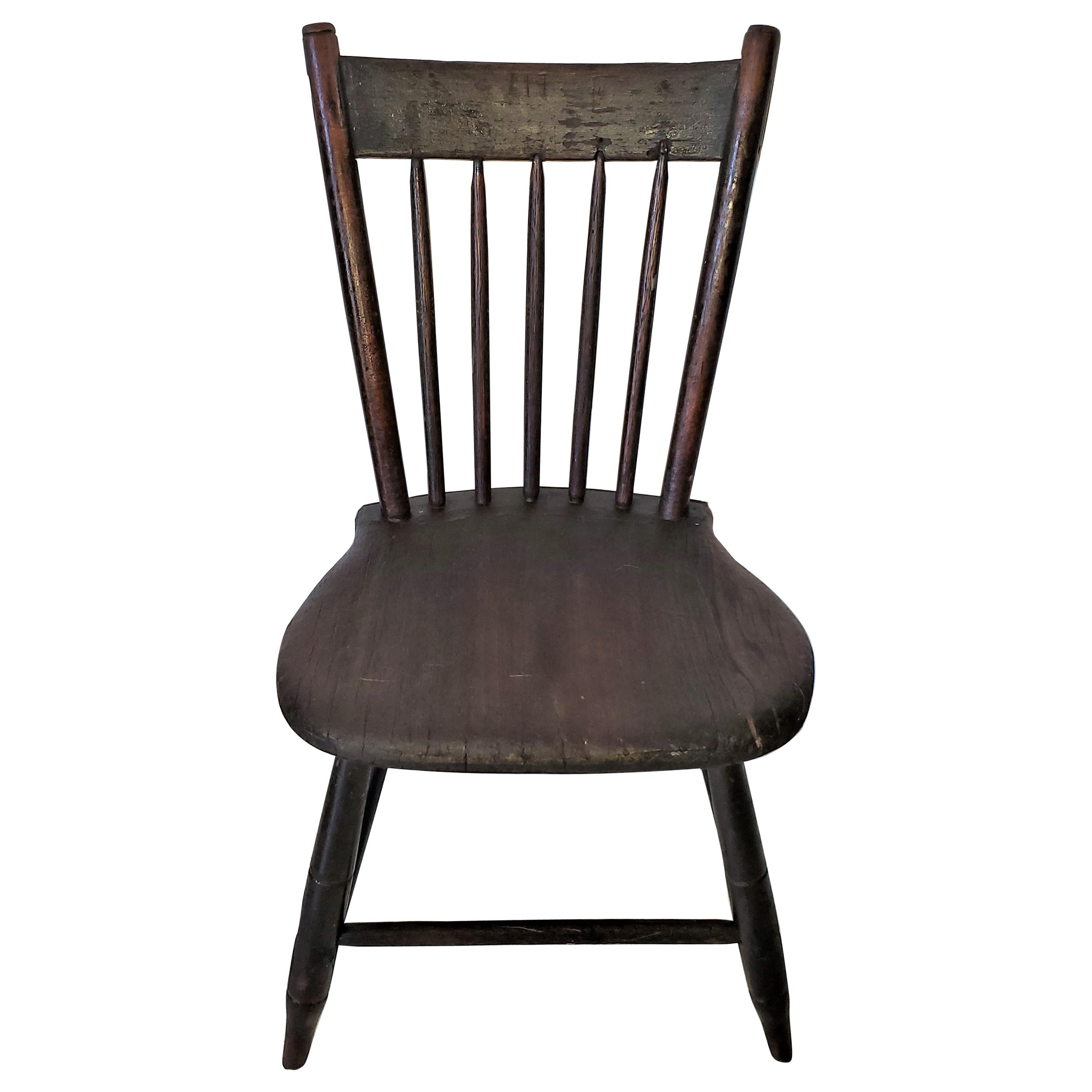 19th Century American Walnut Childs Chair with Provenance For Sale
