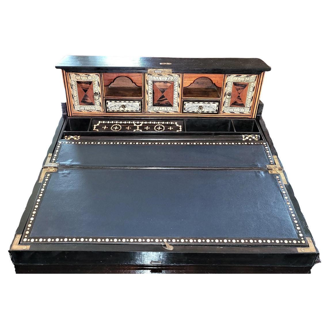 Anglo-Cylonesischer Lap-Schreibtisch in Museumsqualität aus dem 19. Jahrhundert