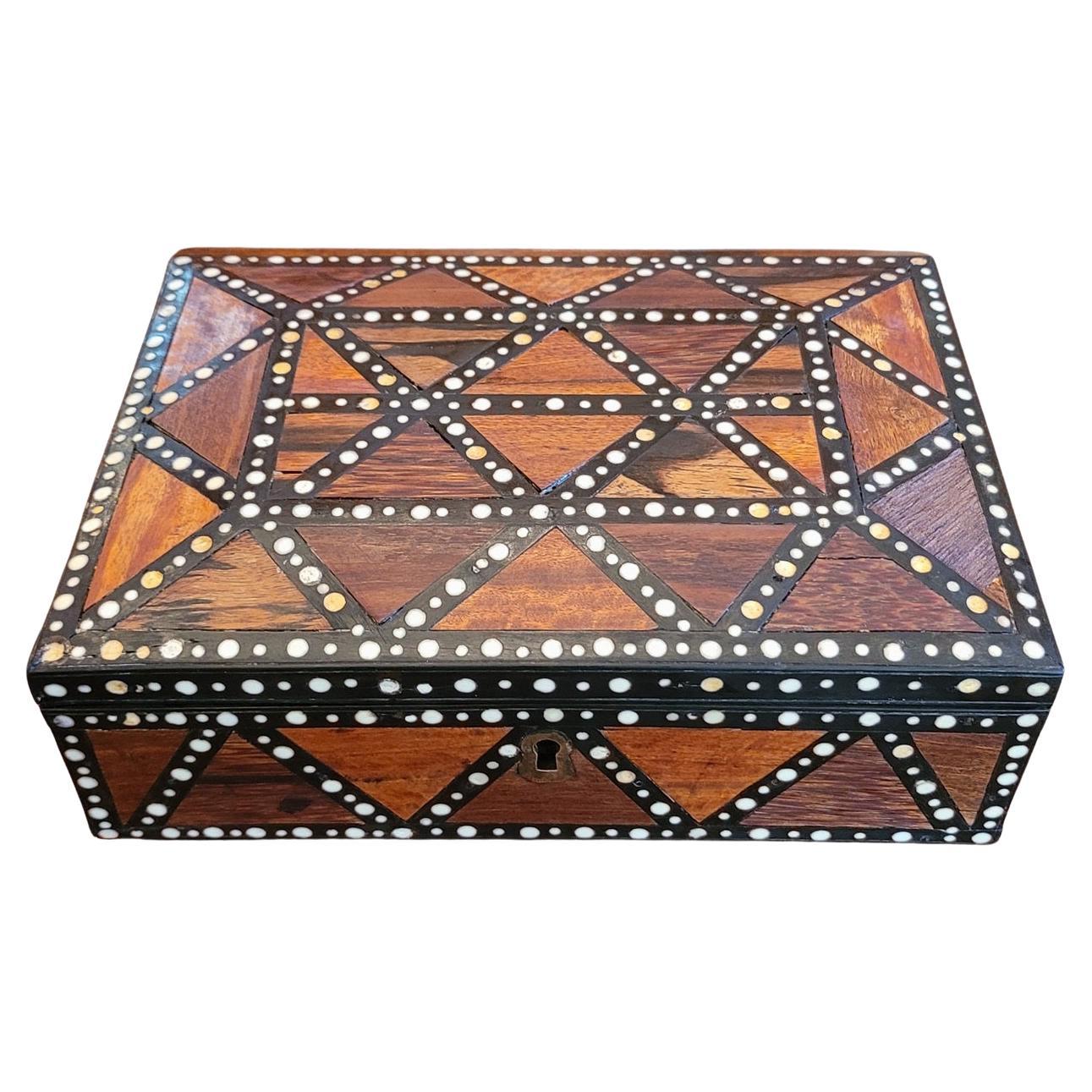19C Anglo Ceylonese Specimen Wood Trinket Box For Sale