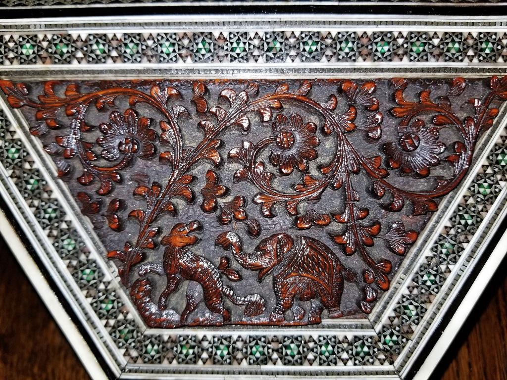 19th Century Anglo-Indian Carved Padouk and Sadeli Stationary Box 1