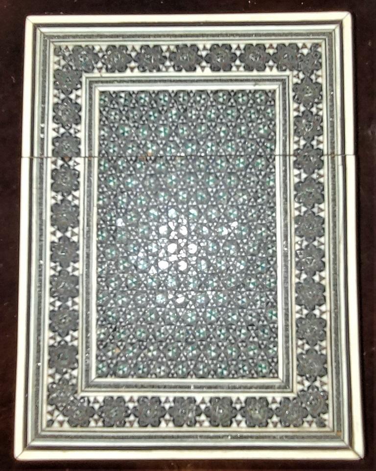 19C Anglo Indian Sadeli Mosaic Greeting Card Case For Sale 2