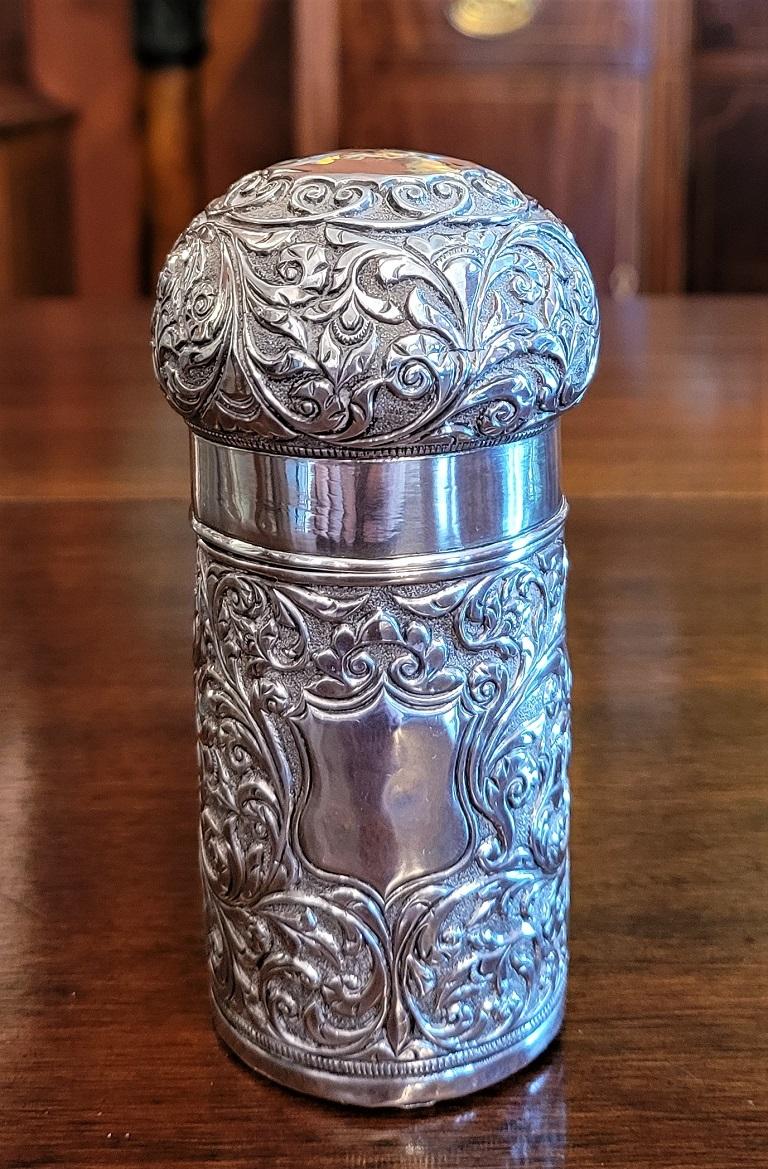 19C Anglo Indian Silver Perfume Bottle Case For Sale 3