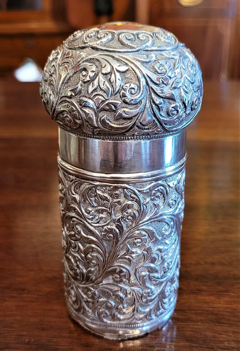 19C Anglo Indian Silver Perfume Bottle Case For Sale 1