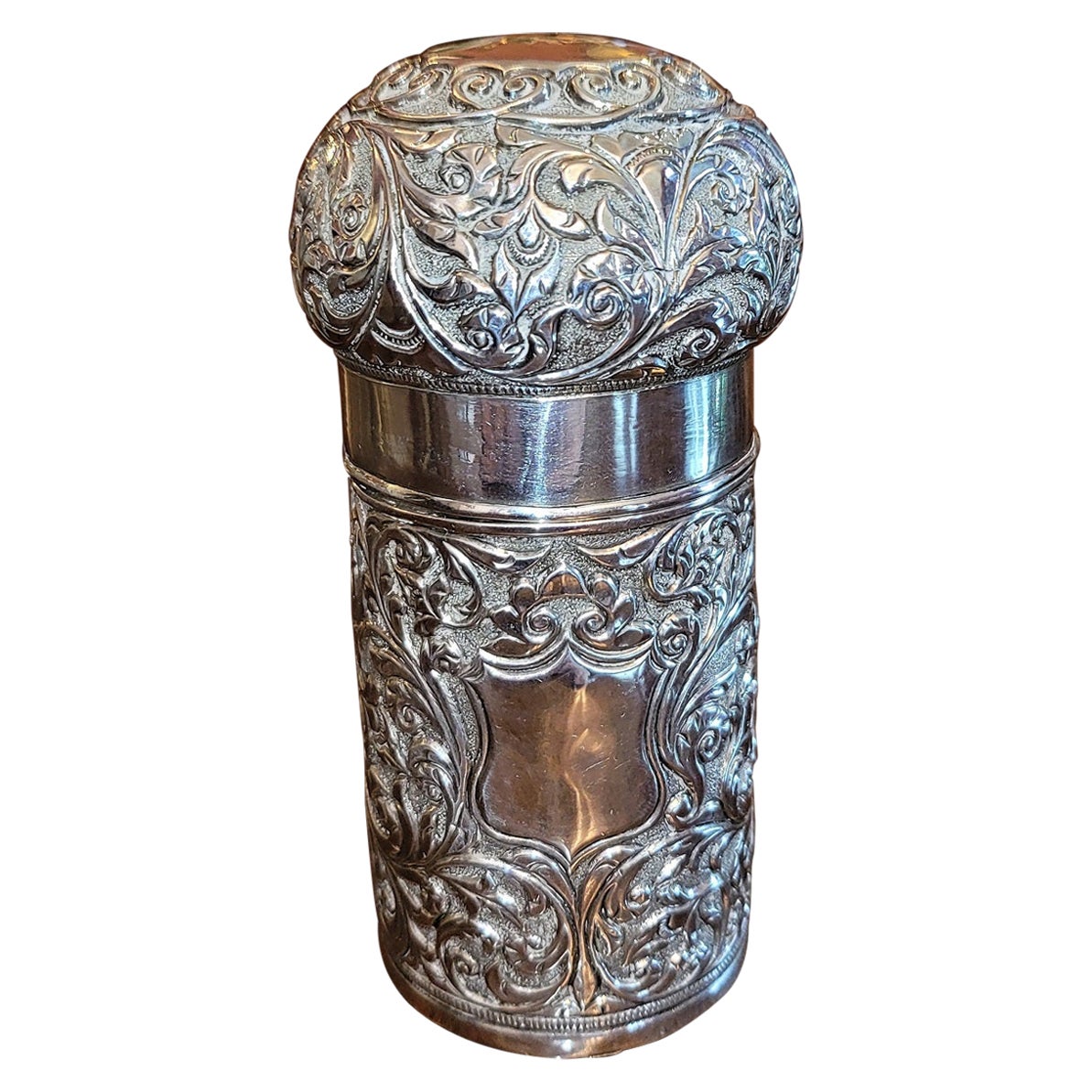 19C Anglo Indian Silber Parfümflasche Fall