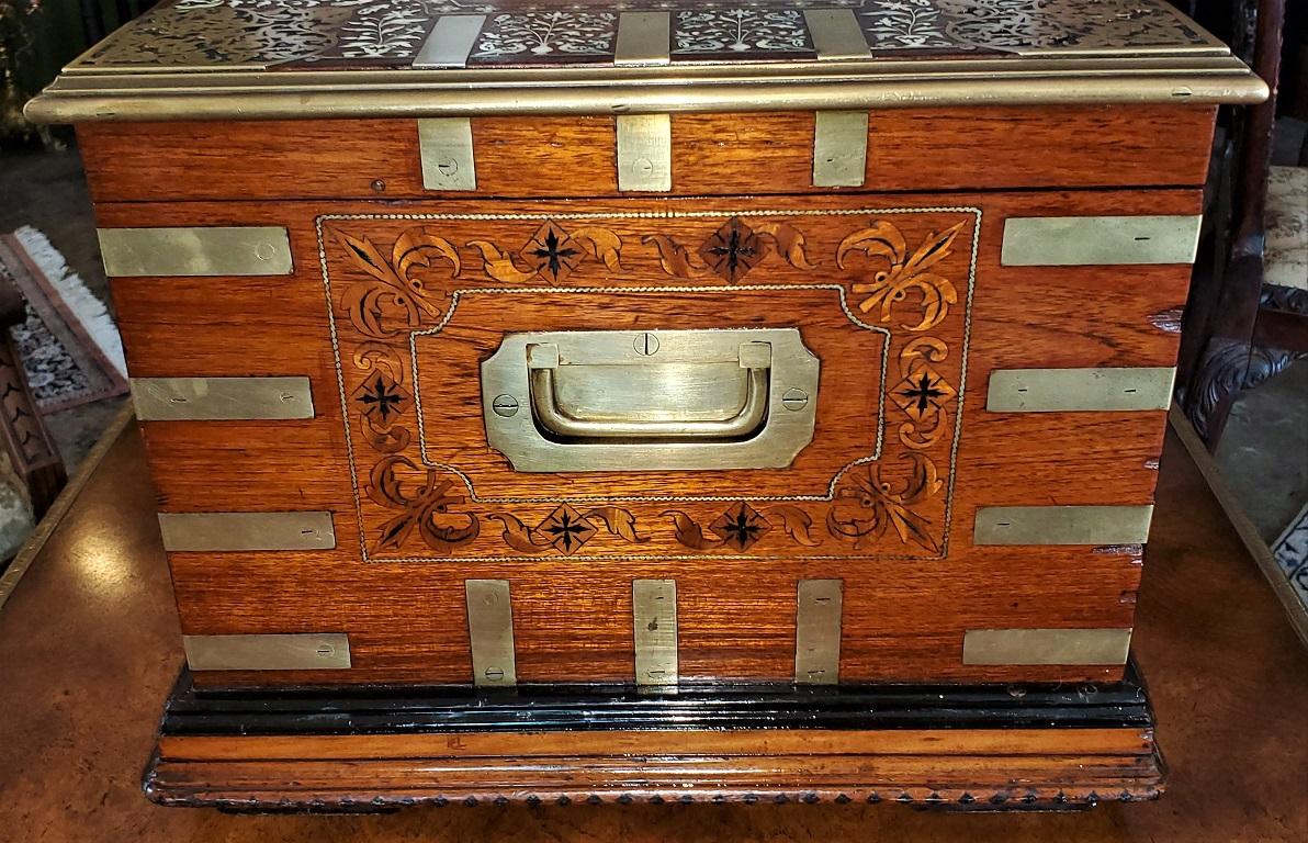 Brass 19th Century Anglo Indian Stationery Campaign Chest, Outstanding