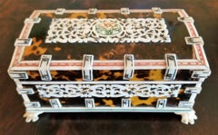 19th Century Anglo Indian Vizagapatam Shell and Faux Ivory Ring Box