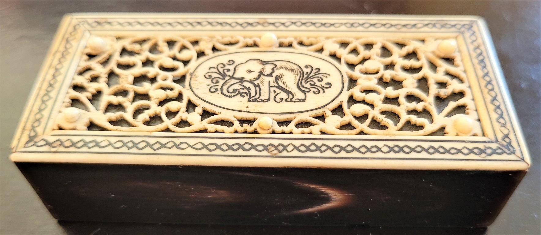 Bone 19C Anglo Indian Vizigapatam Stamp Box For Sale