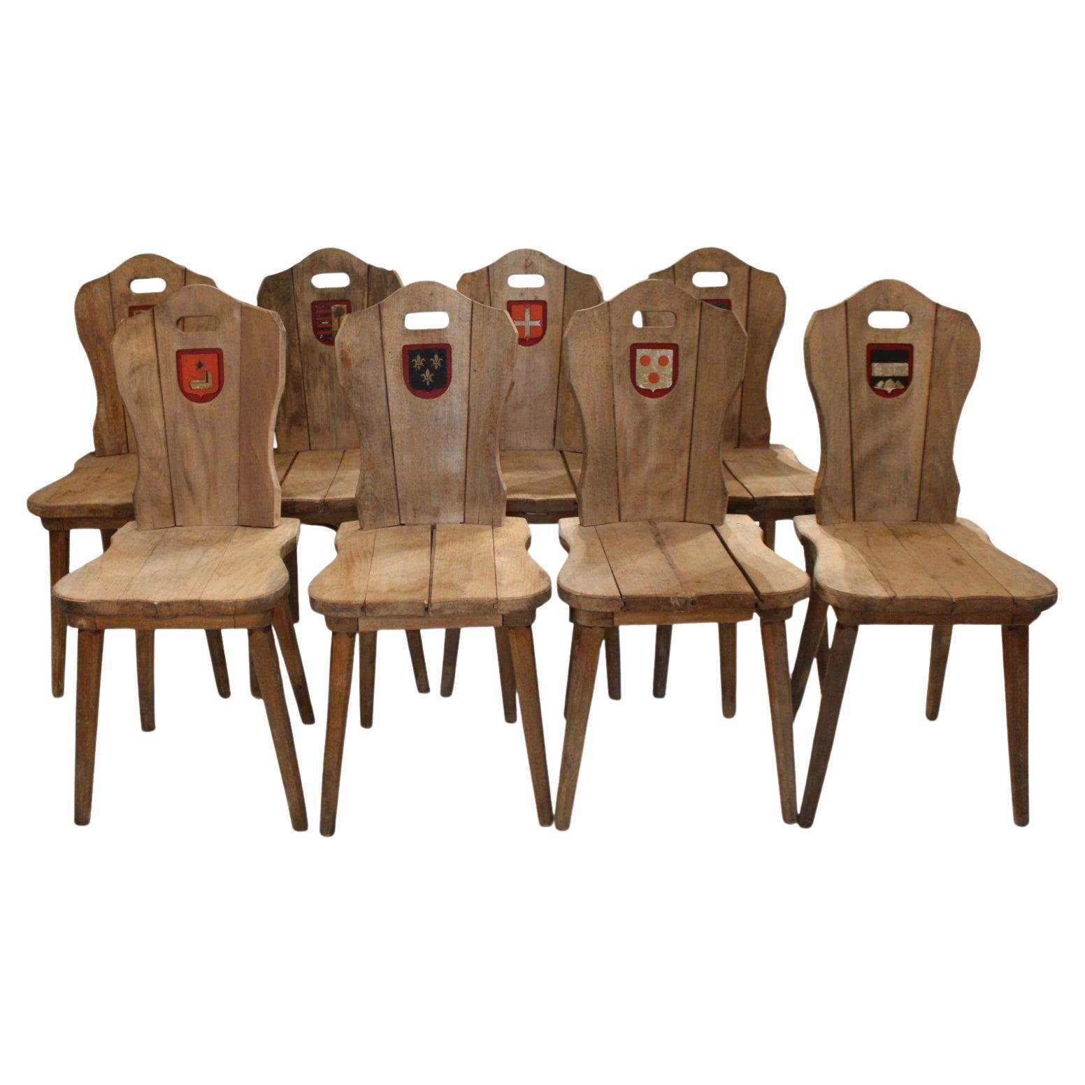 19c Antique Belgian Chairs with Coat of Arms from Chateau