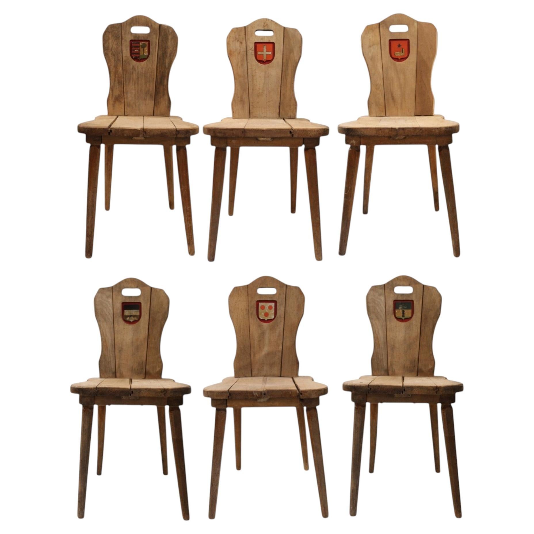 19c Antique Belgian Chairs with Coat of Arms from Chateau For Sale