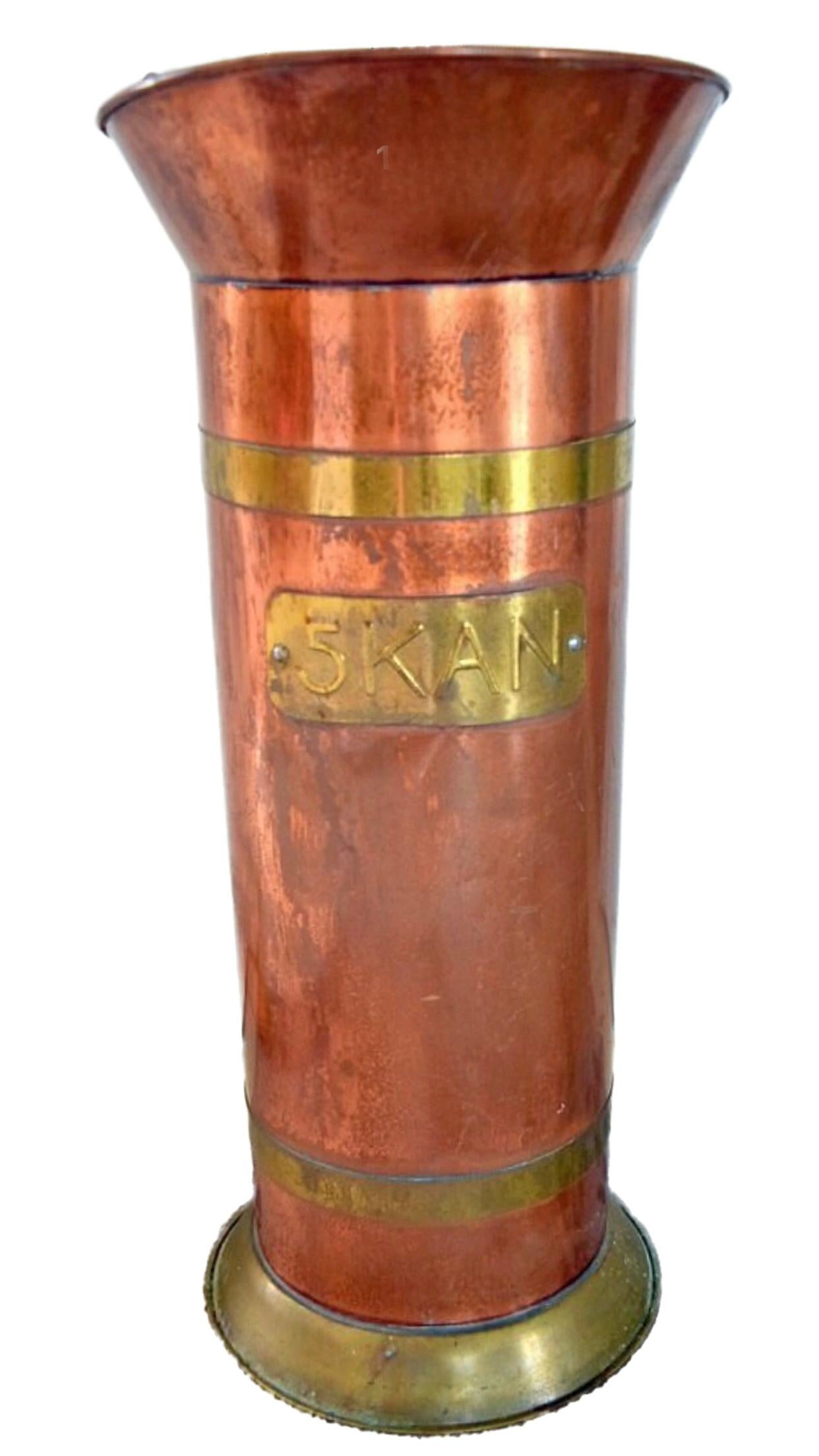 Laiton 19c Antique Cuivre Brass Coal Scuttle Umbrella Stand Holder Pays-Bas en vente