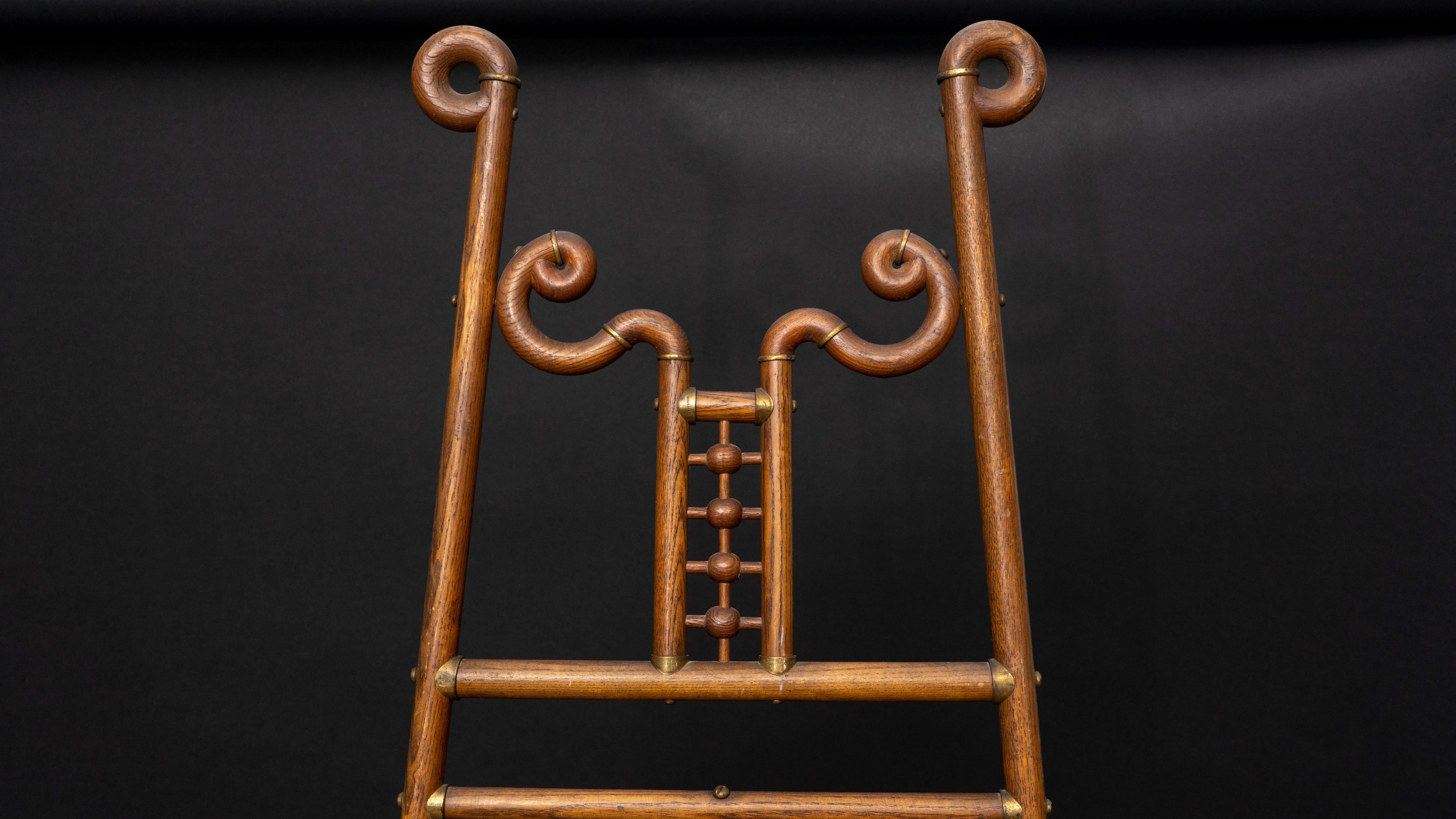 French 19 C Art Nouveau Brass-Mounted Bentwood Easel