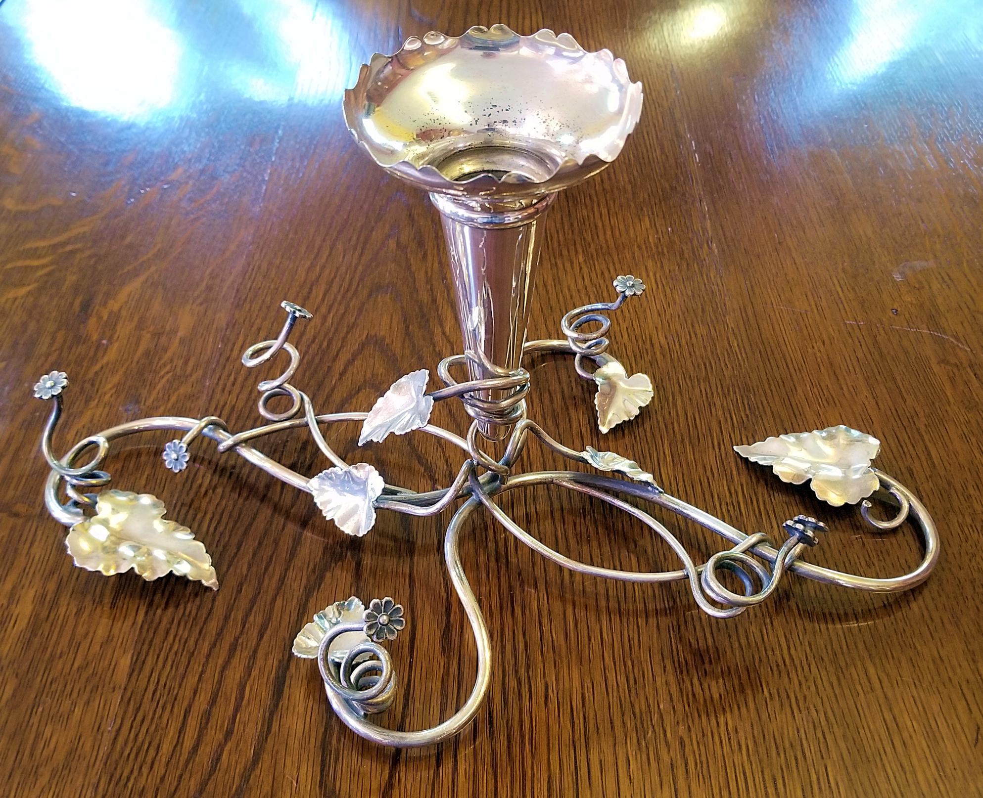 Hand-Crafted 19th Century British Art Nouveau Old Sheffield Plated Silver Epergne