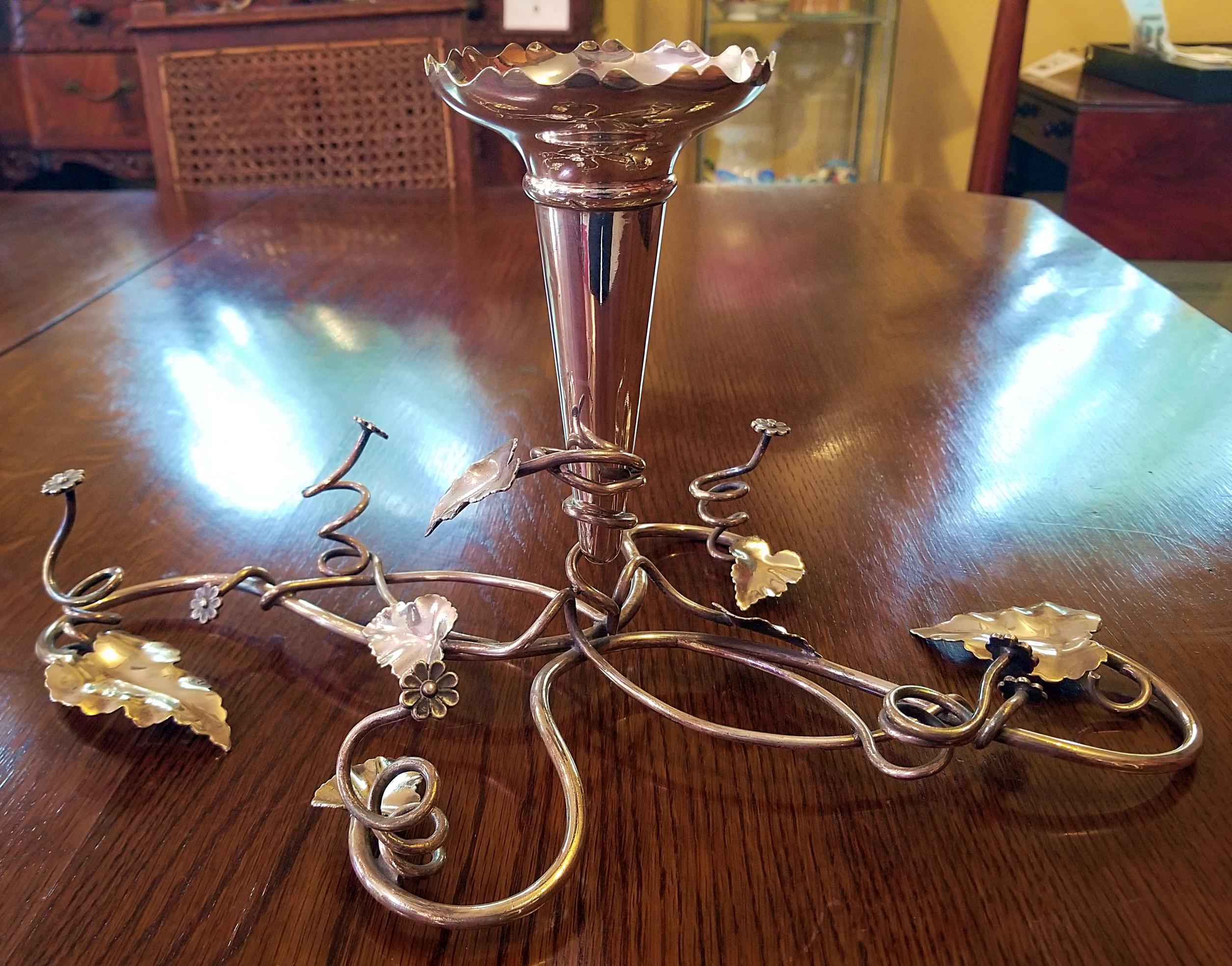 Silver Plate 19th Century British Art Nouveau Old Sheffield Plated Silver Epergne