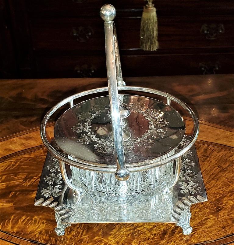 Presenting a 19th century piece of old Sheffield-plated silver (EPNS) Handled Bon Dish complete with cut crystal bowl and lid.

From, circa 1890.

Beautifully engraved.

Made in Sheffield, England. Marked 'EPNS' (Electro Plated Nickel