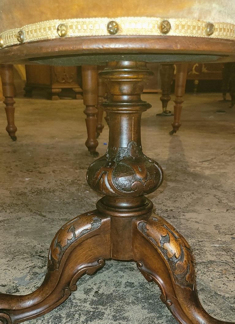 19C British Telescopic Rotating Piano or Vanity Stool In Good Condition For Sale In Dallas, TX